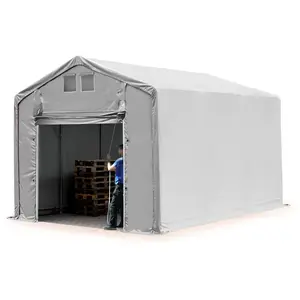 Hangar PVC TOOLPORT 3x6 m - Gris - Porte actionnée par tractionVendu parcdiscount