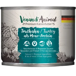 6x200g Venandi Animal monoprotéine dinde nourriture pour chat humide pas cher