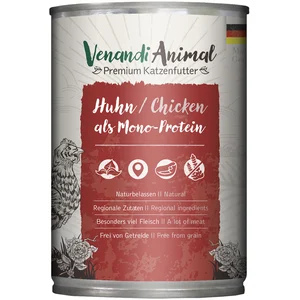 6x400g Venandi Animal monoprotéine poulet nourriture pour chat humide pas cher