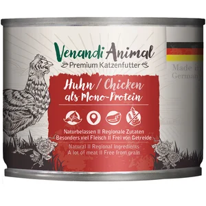 6x200g Venandi Animal monoprotéine poulet nourriture pour chat humide pas cher