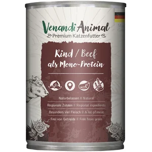 6x400g Venandi Animal monoprotéine boeuf nourriture pour chat humide pas cher