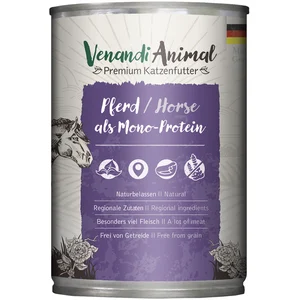 6x400g Venandi Animal monoprotéine cheval nourriture pour chat humide pas cher