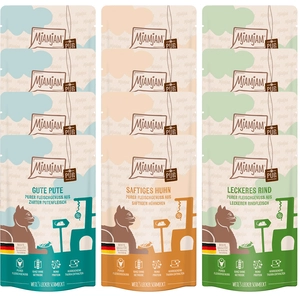 12x125g Mixpack MjAMjAM pur plaisir de la viande (3 sortes) nourriture pour chat humide pas cher