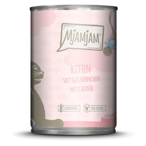 6x400g MjAMjAM Kitten poulet juteux avec huile de saumon nourriture pour chat humide pas cher