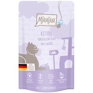 Comparateur de prix : 12x125g MjAMjAM sachet fraîcheur kitten excellent avec de l'huile de saumon nourriture pour chat humide