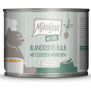 6x185g MjAMjAM en sauce veau blanchi avec de délicieuses carottes nourriture pour chat humide pas cher