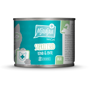 MjAMjAM VetCat Sterilised 6 x 200 g pour chat boeuf, canard pas cher
