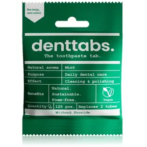 Denttabs tandpastatabletten Mint - zonder fluor - 125 stuks - vegan - ...