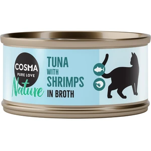 6x70g Cosma Nature thon, crevettes - Pâtée pour chat pas cher