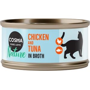 6x70g Cosma Nature blanc de poulet, thon - Pâtée pour chat pas cher