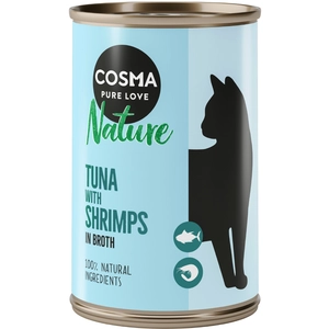 6x140g Cosma Nature thon, crevettes - Pâtée pour chat pas cher