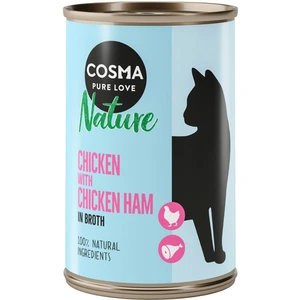 6x140g Cosma Nature poulet, jambon de poulet - Pâtée pour chat pas cher