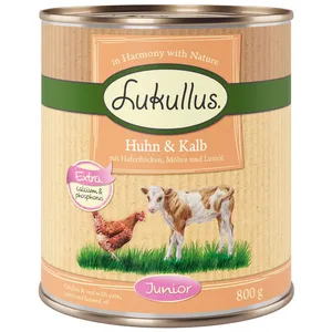 Lukullus Junior 6 x 800 g pour chiot - poulet, veau pas cher