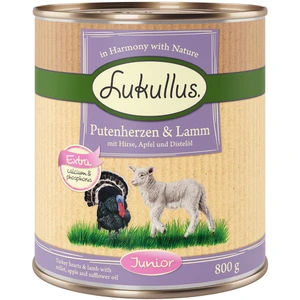 6x800g Junior Lukullus coeurs de dinde, agneau pour chiot pas cher