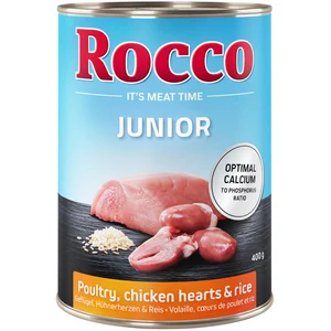 6x400g Rocco Junior volaille, coeurs de poulet, riz - Pâtée pour chien pas cher