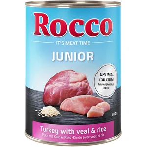 6x400g Rocco Junior dinde, coeurs de veau, riz - Pâtée pour chien pas cher