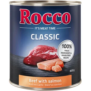 6x800g Rocco Classic boeuf, saumon - Pâtée pour chien pas cher