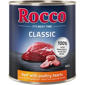 6x800g Rocco Classic boeuf, coeurs de volaille - Pâtée pour chien pas cher