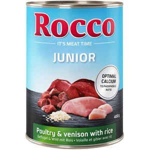 6x400g Rocco Junior volaille, gibier, riz - Pâtée pour chien pas cher