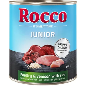 6x800g Rocco Junior volaille, gibier, riz - Pâtée pour chien pas cher
