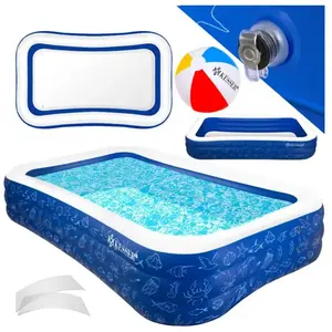 KESSER® Opblaasbaar Zwembad voor Kinderen en Volwassenen 240 x 142 x 56 cm Familiebad Pool zwembadje voor in je tuin - Blauw 2,4m pas cher