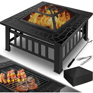Brasero 3 en 1 Foyer Multifonctions Chauffage/Barbecue en métal avec H... pas cher