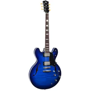 Sigma Guitars HBA-102H-TBB Semi-Hollow Humbucker blue semi-akoestische gitaar + case pas cher