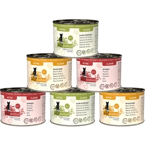 catz finefood 6 x 200 g pour chaton - lot mixte (3 variétés) pas cher