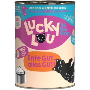 6x 400g Lucky Lou Lifestage Adult volaille & canard nourriture pour chat humide pas cher