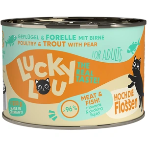 6x200g Lucky Lou Lifestage Adult volaille & truite nourriture pour chat humide pas cher