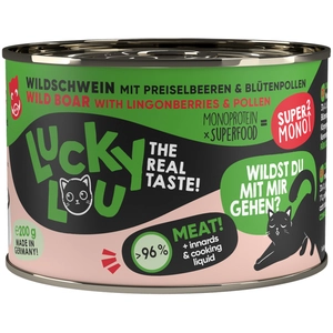 6x 200g Lucky Lou SuperMono² sanglier nourriture pour chat humide pas cher