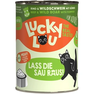 6x 400g Lucky Lou Lifestage Adult boeuf & sanglier nourriture pour chat humide pas cher