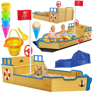 KIDIZ® Zandbak Ahoy - Piratenschip Boot Zeilschip van hout Incl. dekse... pas cher