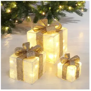 Spetebo - Boîtes cadeaux led - couleur : crème pas cher