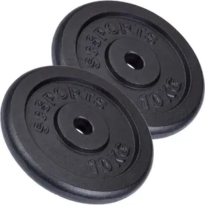 Disques en fonte ScSPORTS - 2 x 10 KG - Entraînement intensif - Noir pas cher