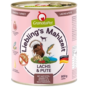 6x800g GranataPet Liebling's Mahlzeit saumon, dinde - Pâtée pour chien pas cher