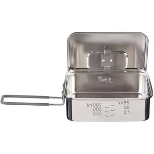 Esbit Casserole de camping d'extérieur 1200 ml   Ustensile de cuisine de camping en acier inoxydable de qualité supérieure   Marmite pour réchaud à gaz, réchaud à alcool et combustible sec
