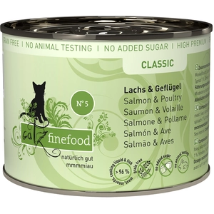 6x200g Catz Finefood saumon, volaille - Pâtée pour chat pas cher
