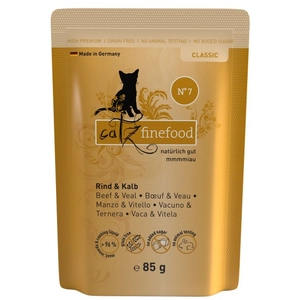 8x85g Sachets fraîcheur boeuf, veau catz finefood - Pâtée pour chat pas cher