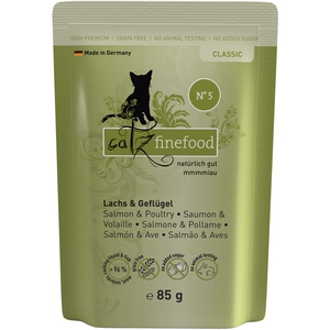 8x85g Catz Finefood saumon, volaille - Pâtée pour chat pas cher