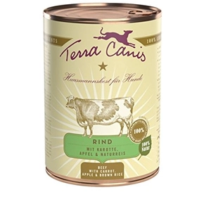 Comparateur de prix : 6x400g boeuf, carotte, pomme, riz nature Terra Canis nourriture pour chien humide
