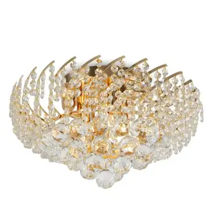 Karolina Plafonnier semi-encastré or et cristal, 6 lumières, E14Vendu parcdiscount