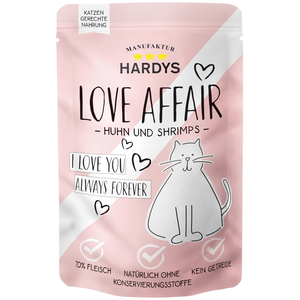 Hardys LOVE AFFAIR 12 x 100 g pour chat poulet, crevettes pas cher