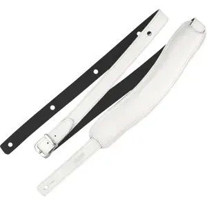 Richter 1019 Beluga White Slim Deluxe XL Guitar Strap Lederen gitaarband met padding pas cher