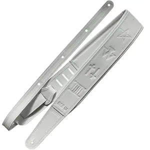Richter 1864 White / Blind embossing Stephan Weidner Signature gitaarband van vegan leatherette pas cher