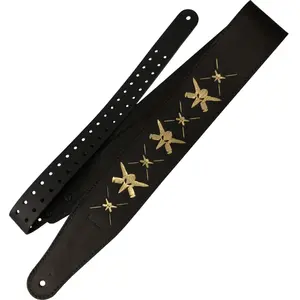 Richter 1505WA-G Black / Gold Genuine leren gitaarband pas cher