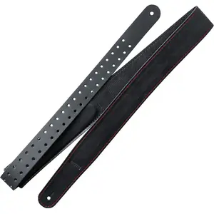 Richter 1504R Raw IV Nappa Black / Red Stitching Guitar Strap pas cher