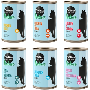 6x140g Cosma Nature lot 6 saveurs - Pâtée pour chat pas cher