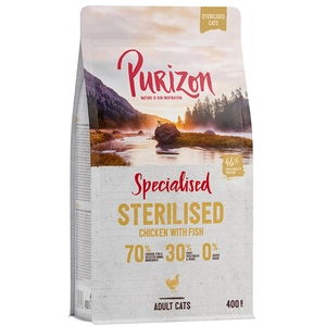 400g Adult Sterilised poulet, poisson sans céréales Purizon Croquettes pour chat : -15 % ! pas cher