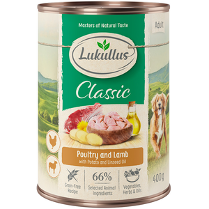 Lukullus Adult sans céréales 6 x 400 g pour chien - volaille & agneau pas cher